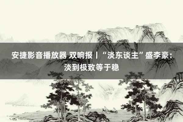 安捷影音播放器 双响报丨“淡东谈主”盛李豪：淡到极致等于稳