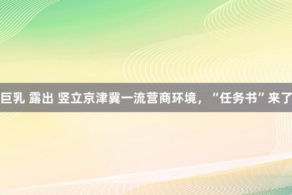 巨乳 露出 竖立京津冀一流营商环境，“任务书”来了